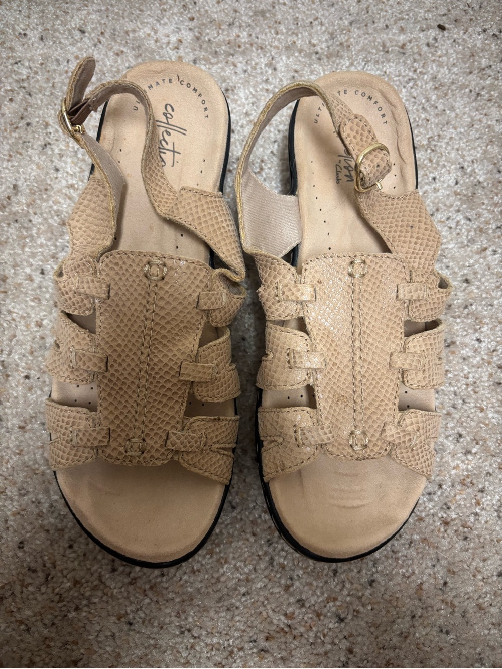 Clarks Beige/Tan Textured Slingback Sandals